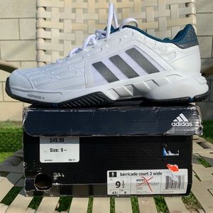 Men’s 9.5 Adidas Barricade Court Wide Tennis Shoes